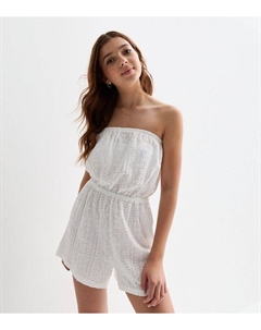 Белый пляжный комбинезон для девочек Broderie, белый New look