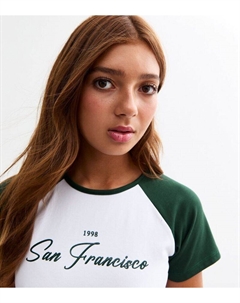Белая футболка San Francisco Raglan для девочек, белый New look