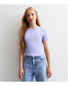 Футболка в рубчик сиреневого цвета для девочек, сиреневый New look