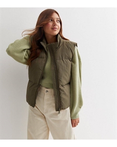 Жилет-пуховик цвета хаки для девочек, хаки New look