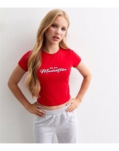 Красная детская футболка с принтом Манхэттен для девочек, красный New look