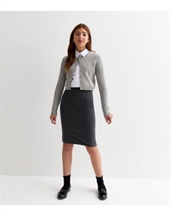 Серая школьная юбка-труба из эластичного хлопка для девочек, серый New look