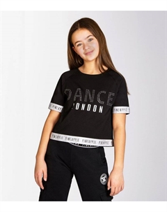 Черная укороченная футболка с блестящими лентами для девочек «Ананас», черный Pineapple