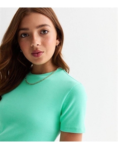 Зеленая футболка в рубчик для девочек, мятно-зеленый New look