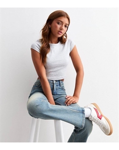 Серый укороченный топ с рукавами-крылышками для девочек, серый New look