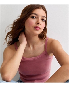 Укороченная майка в рубчик темно-розового цвета для девочек, темно-розовый New look