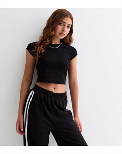 Укороченный топ с рукавами-крылышками для девочек, черный New look