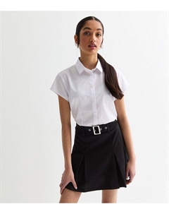 Белая тонкая школьная рубашка с короткими рукавами для девочек, белый New look