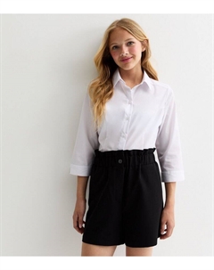 Белая школьная рубашка с рукавами 3/4 для девочек, белый New look