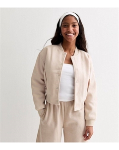 Куртка-бомбер с камнем для девочек, светло-серый New look