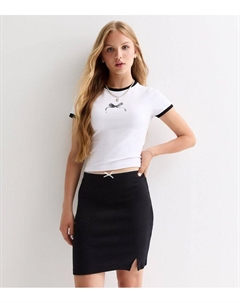 Белая хлопковая футболка с принтом банта для девочек, белый New look