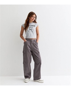 Темно-серые хлопковые брюки-карго для девочек, темно-серый New look