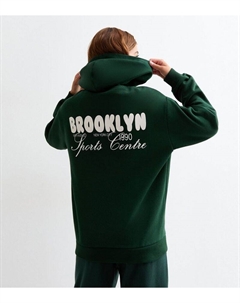 Зеленая трикотажная толстовка с надписью Brooklyn для девочек, темно-зеленый New look