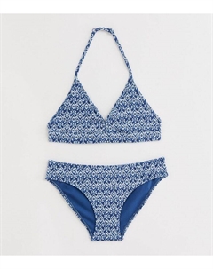 Темно-синий комплект бикини с треугольниками и абстрактным принтом для девочек, синий New look