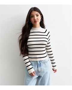 Белый джемпер в рубчик в полоску для девочек, белый New look