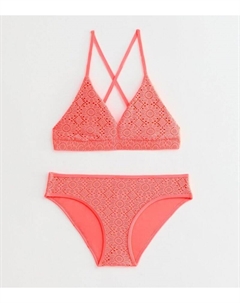 Коралловый комплект бикини с треугольными чашечками для девочек, коралловый New look