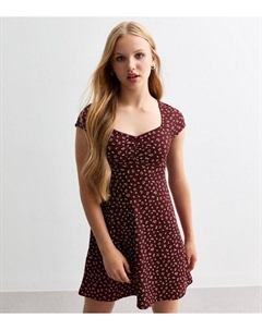 Красное платье с рюшами и цветочным принтом для девочек, красный New look