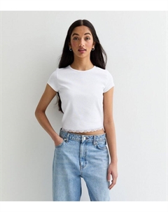 Белая футболка с кружевным подолом для девочек, белый New look