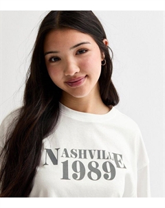 Белая футболка с надписью Nashville 1989 для девочек, белый New look