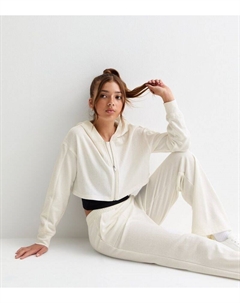 Кремовый укороченный худи для девочек, кремовый New look