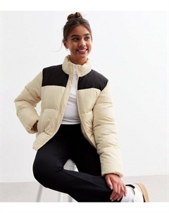 Белое пуховик с высоким воротником для девочек, белый New look