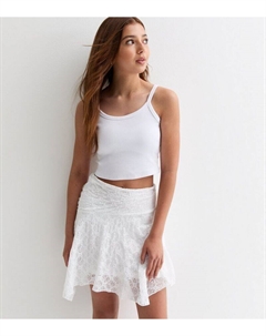 Белая укороченная майка в рубчик для девочек, белый New look