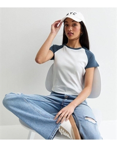 Синяя футболка с рукавами реглан для девочек, синий New look