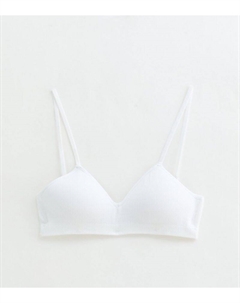 Белый бесшовный бюстгальтер в рубчик с треугольными чашками для девочек, белый New look