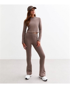 Коричневые расклешенные леггинсы для девочек, светло-коричневый New look