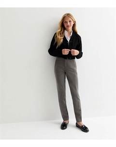 Серые школьные брюки со сложенными штанинами для девочек, серый New look