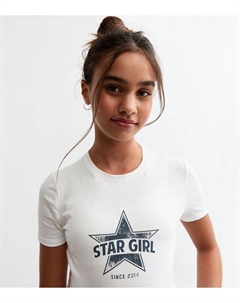 Белая футболка для девочек со звездами, белый New look