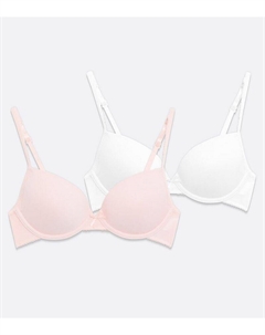 Комплект из 2 бюстгальтеров-футболок для девочек белого и розового цвета, бледно-розовый New look