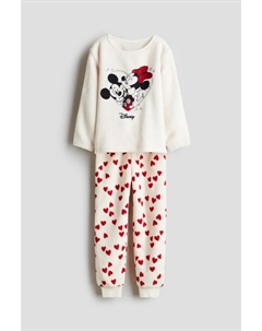 Велюровая пижама с принтом, белый H&m