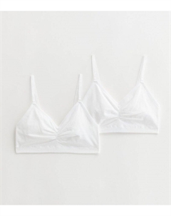 Комплект из 2 бесшовных бюстгальтеров со сборками спереди, белый New look