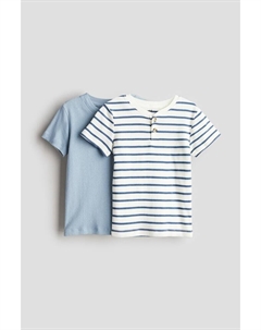2 пары футболок на пуговицах, голубой H&m