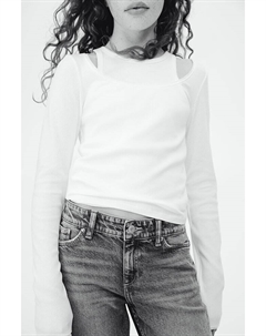 Рубашка в рубчик с отделкой пико, белый H&m