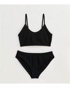 Комплект нижнего белья с черным бесшовным укороченным топом для девочек, черный New look