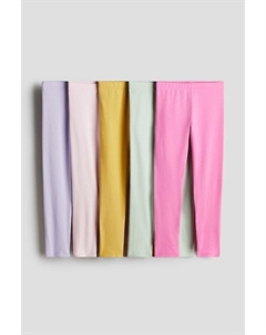 Комплект из 5 леггинсов из джерси, розовый H&m