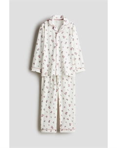 Пижама из джерси с рисунком, белый H&m