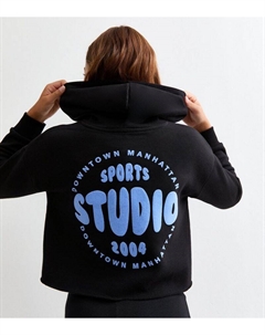 Черная толстовка из джерси со слоганом Sports Studio для девочек, черный New look