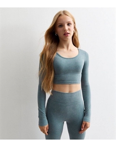 Синий топ с овальным вырезом для девочек, синий New look