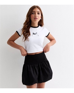 Черная хлопковая юбка с объемным краем для девочек, черный New look