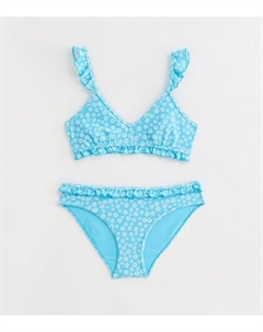 Синий комплект бикини с треугольными чашечками и цветочным принтом для девочек, синий New look