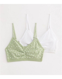 Комплект из 2 бесшовных бюстгальтеров со сборками спереди, зеленый New look