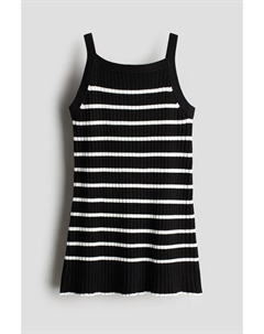 Платье с ремешками из трикотажа в рубчик, черный H&m