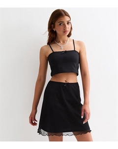 Черная сетчатая юбка трапеции для девочек, черный New look