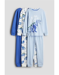 Комплект из 3 хлопковых пижам, голубой H&m