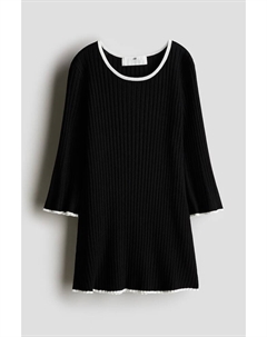 Трикотажное платье в рубчик, черный H&m