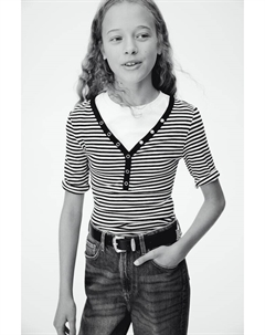 Рубашка в рубчик с декоративной планкой на пуговицах, белый H&m