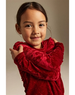 Велюровый топ с длинными рукавами, красный H&m